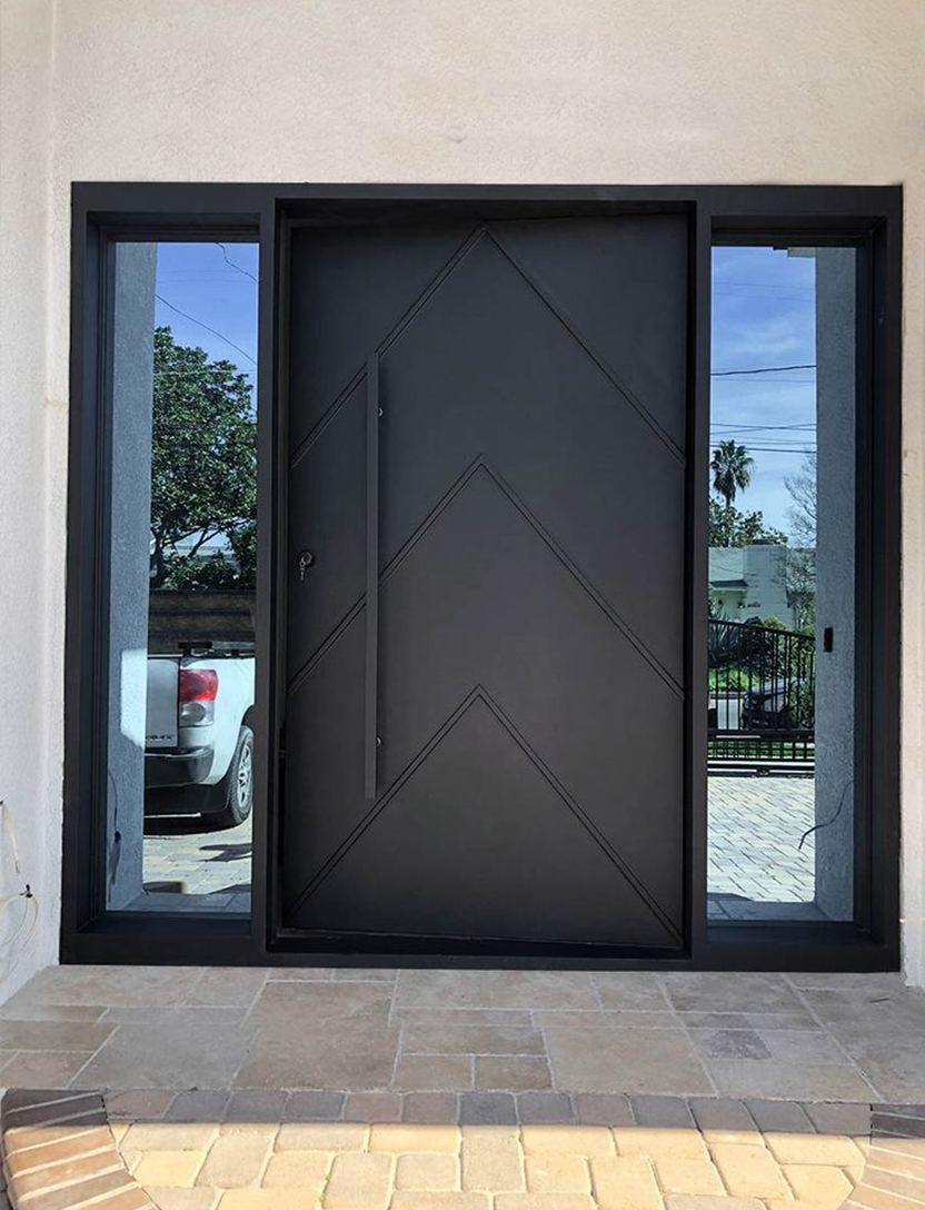 Steel Door Matte Black With Side Glass view 3