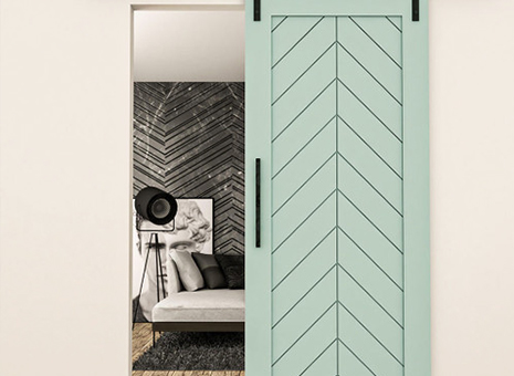 Green Barn Door With Handle view 2