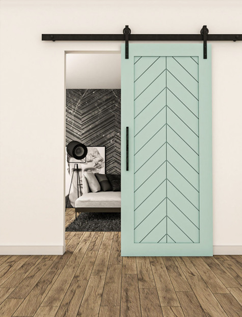 Green Barn Door With Handle view 3