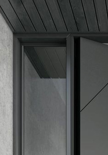 Steel Pivot Door With Side Glass