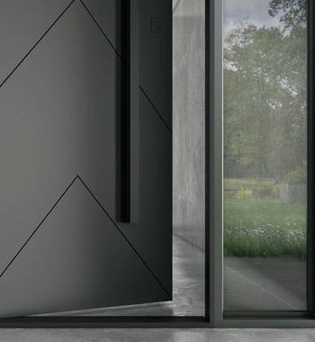 Steel Pivot Door With Side Glass view 4